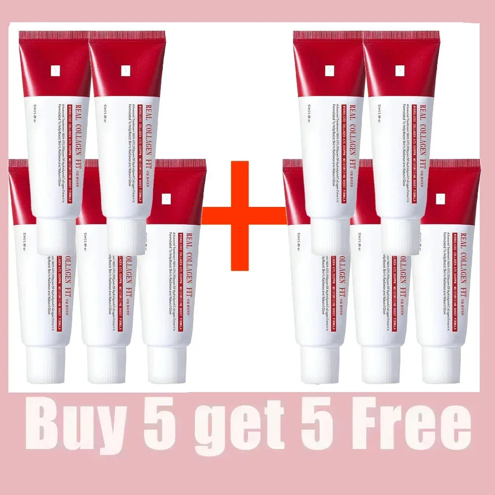 Real Collagen Fit 670,000ppm Peel-Off Mask tubes for hydrating glass skin elasticity. Buy 5 get 5 free set.
