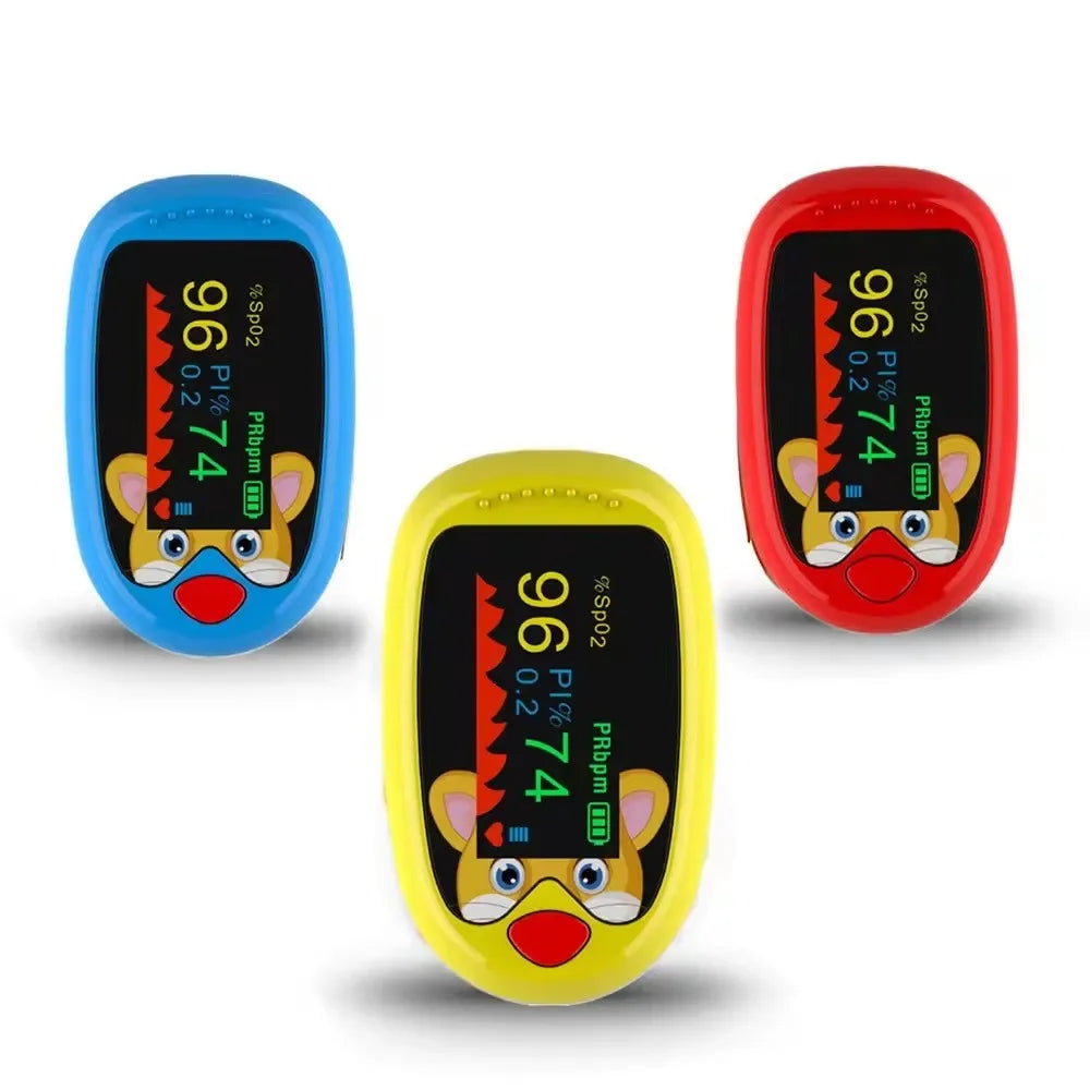 USB Pediatric Oximeter Finger Blood Oxygen Monitor for Children Pulse Oximeter OLED Digital Oximetro Home Medical Thermometer
