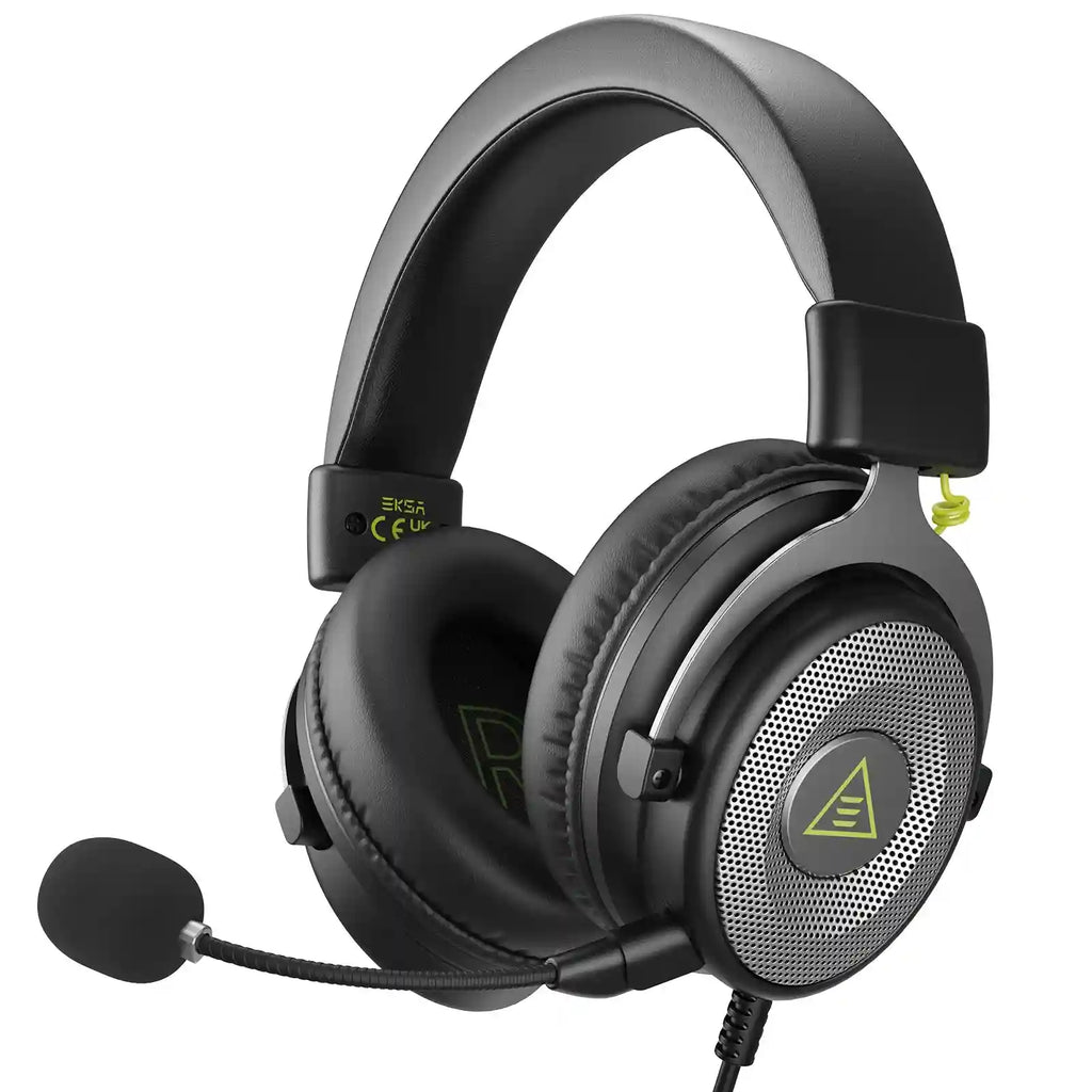 Wired Gaming Headphones with Detachable Mic for PC PS5 and Xbox Black Silver Tidesmit