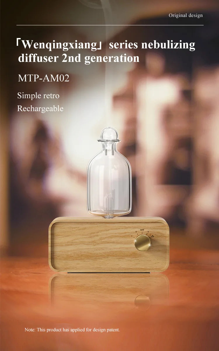 Essential Oil Diffuser Waterless Operated Aromatherapy Diffuser for Home Office Wood and Glass Aroma Diffuser Scent Machine