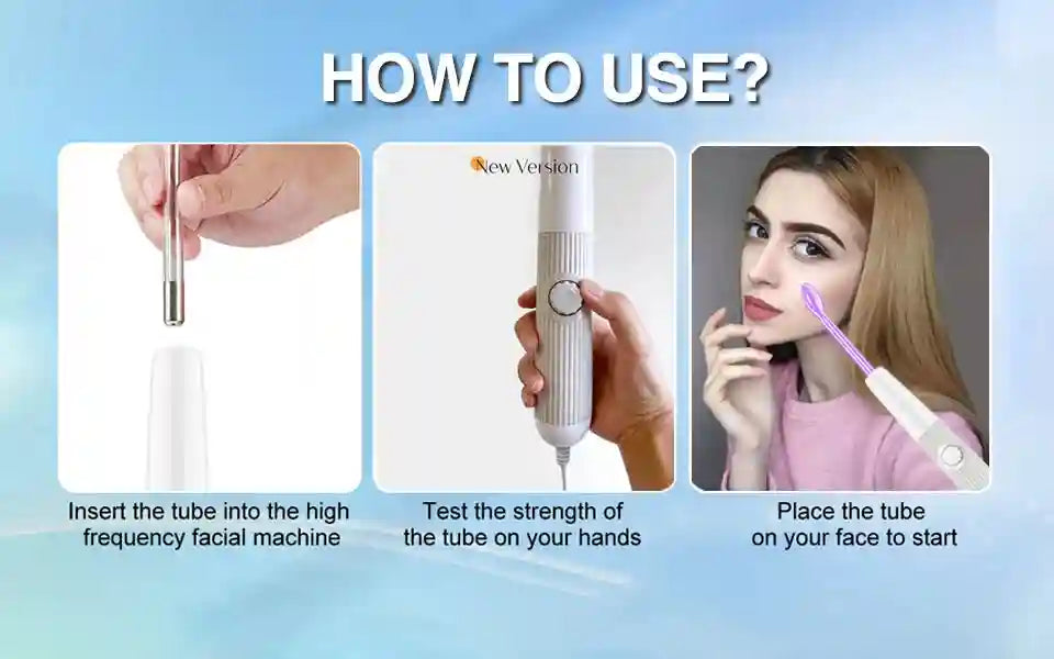 High Frequency Facial Wand - 6-Piece Acne & Wrinkle Treatment Tool Eye Massage Instrument Tidesmit
