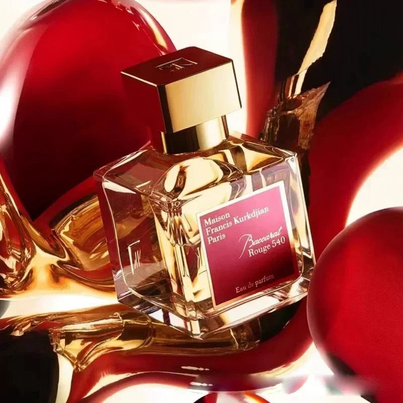 Maison Francis Kurkdjian Baccarat Rouge 540 EDP. Elegant square glass bottle for men and women, 70ml luxury fragrance.