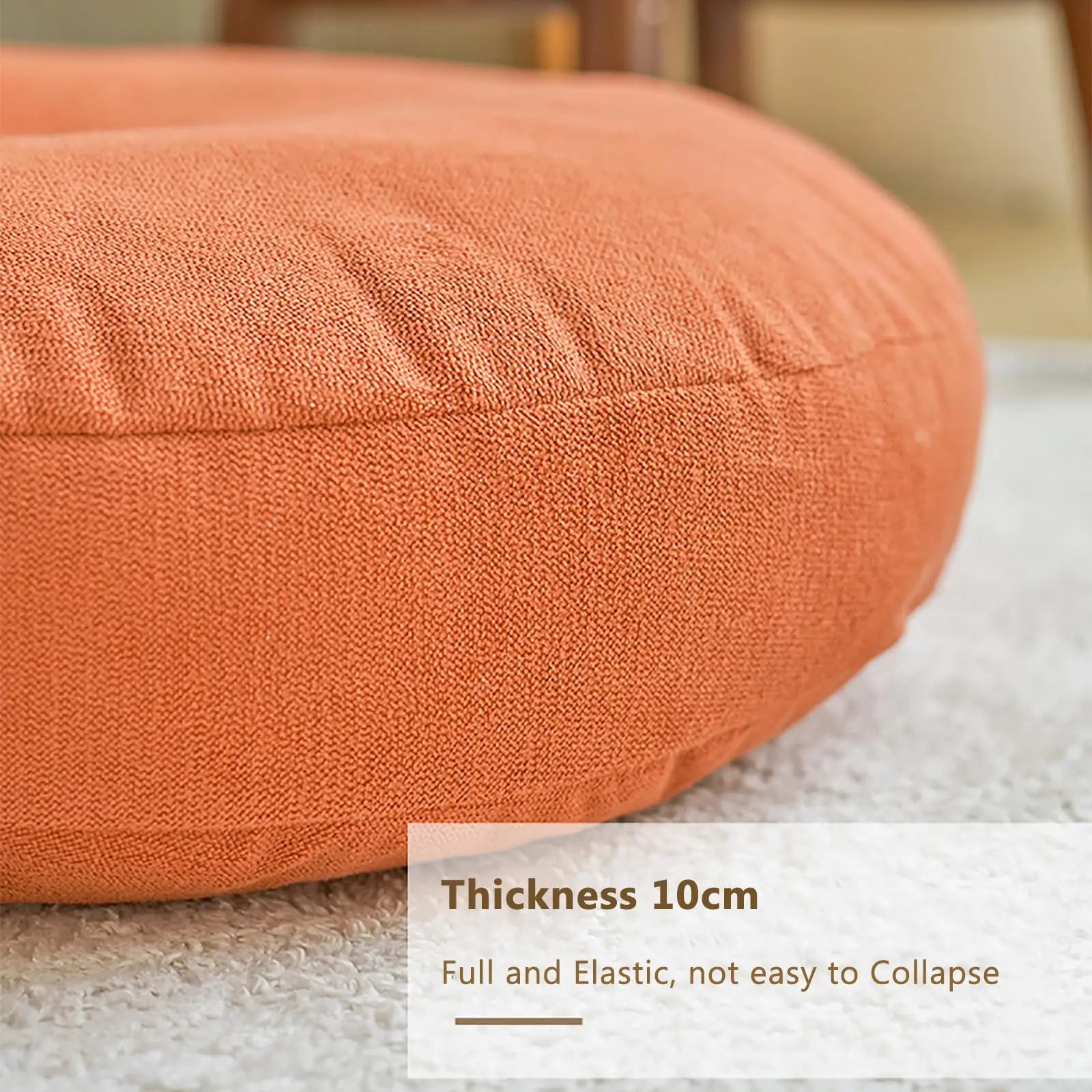 Thick Round Cushion,Soft & Comfortable Full-Filled Meditation Yoga Pillow, Bohemian Zen Home Decor in Vibrant Orange