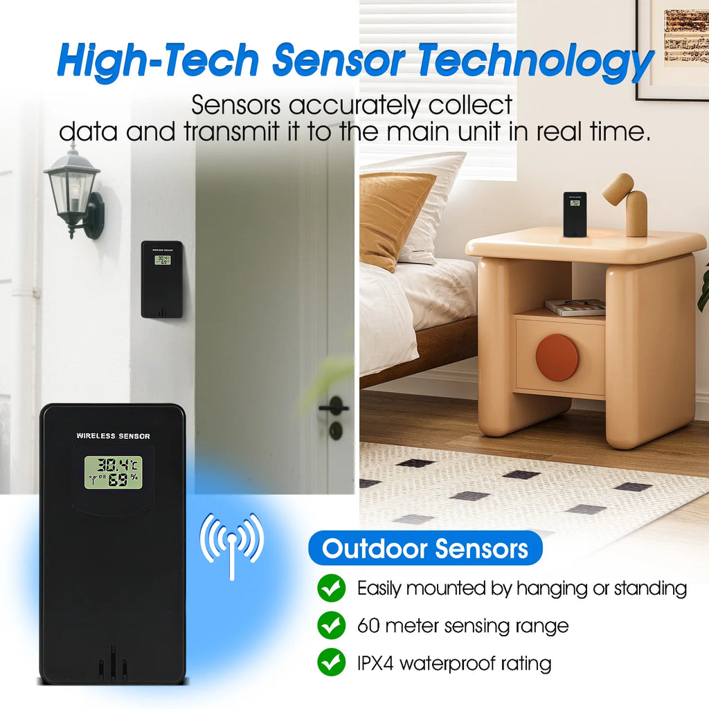 Indoor/Outdoor Weather Station With Alarm Clock – Accurate Thermometer, Hygrometer & 7-Day Forecast Calendar, For Desktop