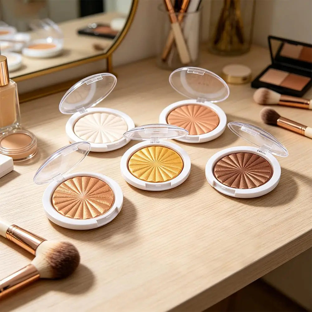 Tidesmit 3D pearlescent shimmer highlighter powder in matte monochrome blush for professional face makeup