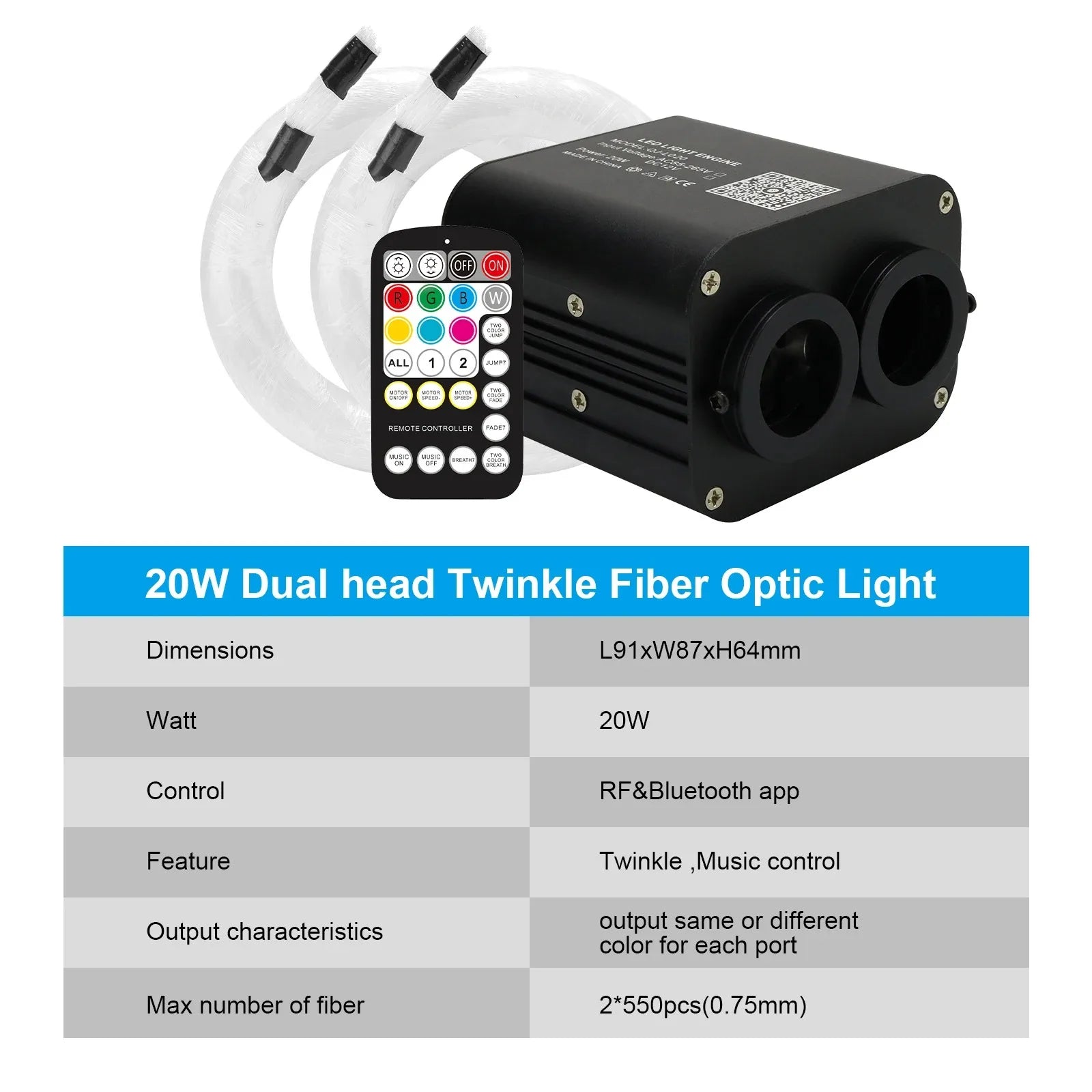 Tidesmit RGB Car Roof Star Light Kit with App Control Fiber Optic System Tidesmit