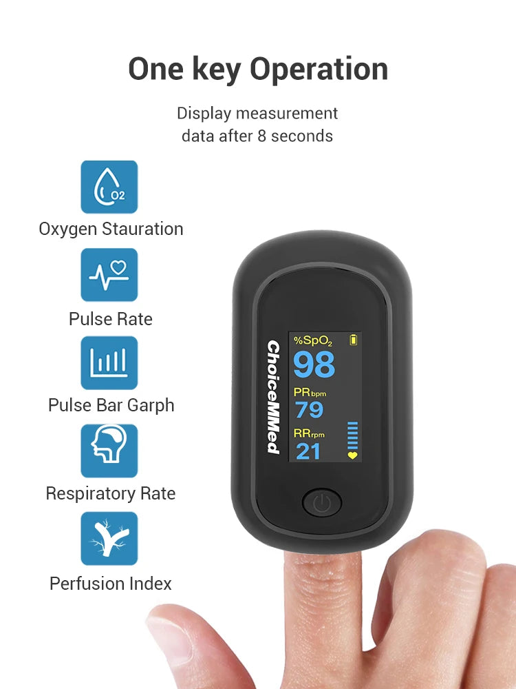 ChoiceMMed Portable Medical Finger Pulse Oximeter Blood Oxygen Saturation Meter Heart Rate SpO2 PR LCD Oximetro De Dedo Monitor
