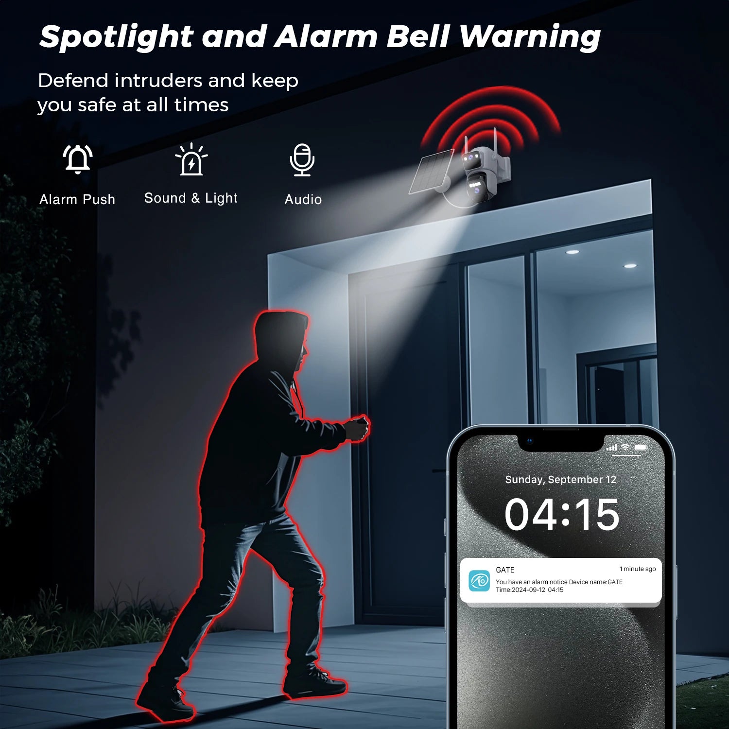 10MP PZT Solar IP Camera WiFi Outdoor 5K HD Dual Lens Home Security Camera Built in Battery Solar Panel and AI Person Detection