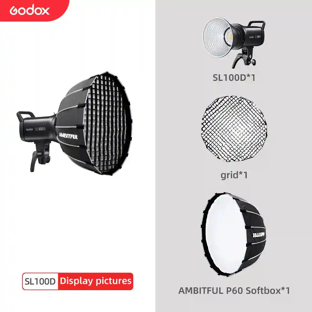 Godox SL100D LED Video Light 100W 5600K Bowens Mount Studio Kit SL100D Kit 10 Tidesmit