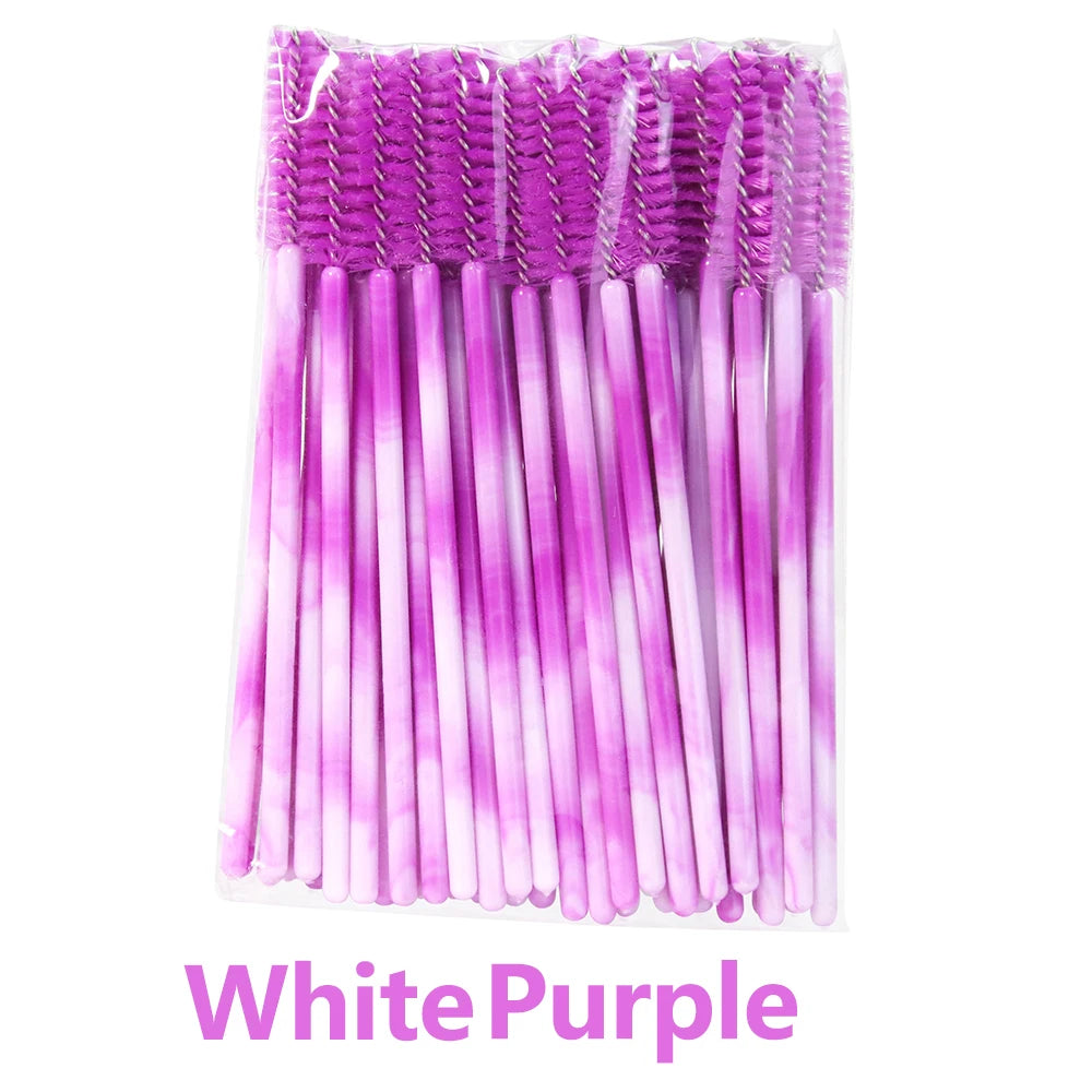 Disposable Eyelash Brushes for Extensions - Premium Soft Crystal Wands False Eyelashes White Purple Tidesmit