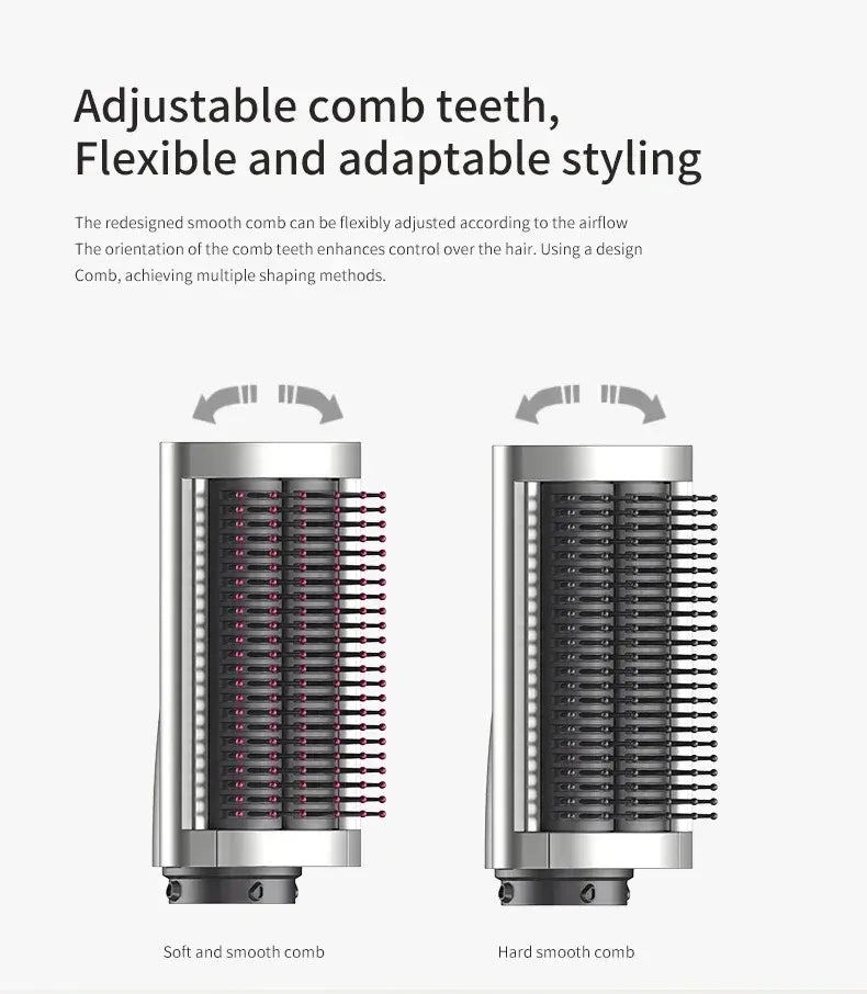 SenCiciMen 6-in-1 hair styler attachment showing adjustable, flexible comb teeth for professional air styling control.