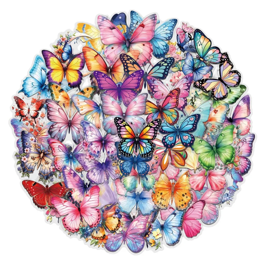 60 PCS Colorful Butterfly Sticker Pack - Waterproof Transparent PET Decals, Great as Journal LanLanStickersWorld Store