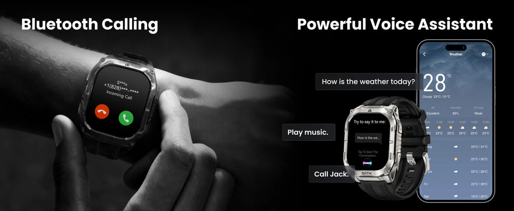 KOSPET TANK M4C Rugged Smartwatch for Men Military-Grade GPS Watch with Flashlight 5ATM Waterproof Health & Fitness Tracker
