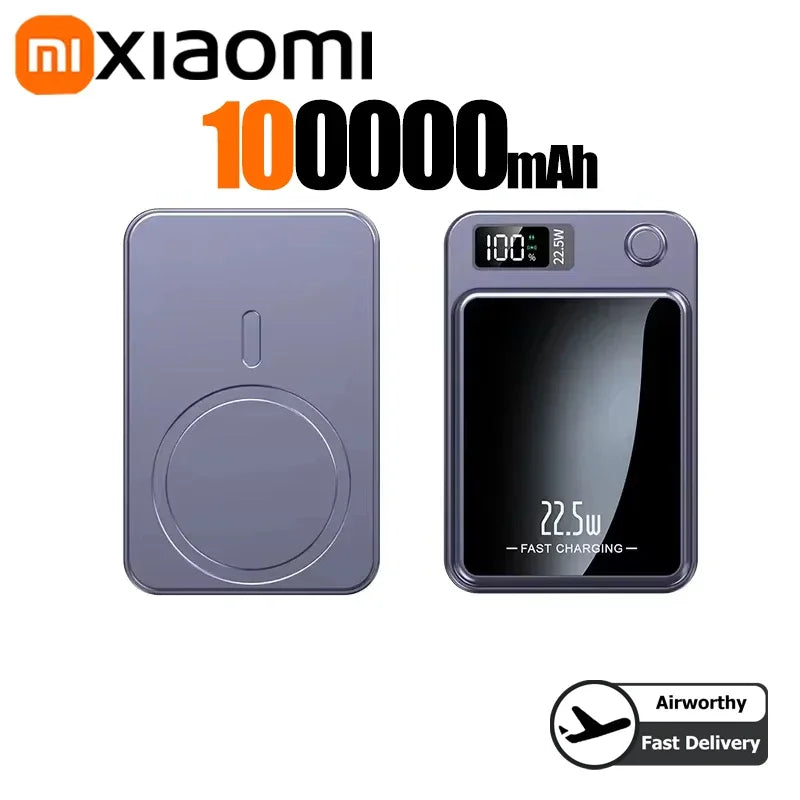 Tidesmit Magnetic Portable Charger - High Capacity Fast Power Bank Purple 100000mAH Tidesmit