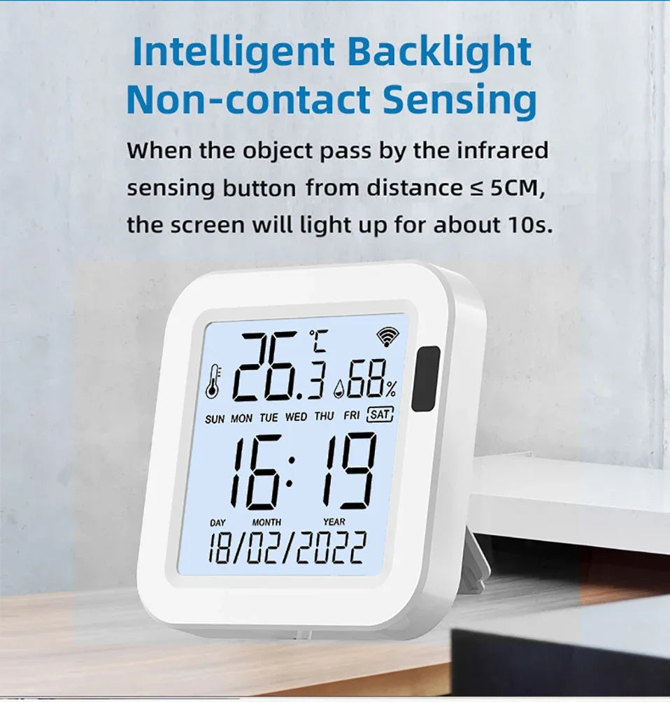 WiFi Temperature Humidity Sensor - Backlit Smart Climate Monitor Tidesmit