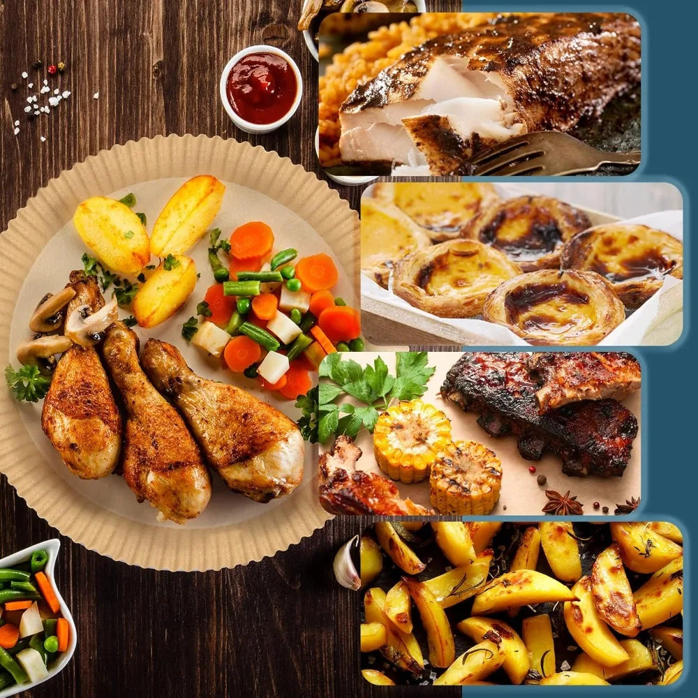 50-500Pcs Disposable Air Fryer Paper Oven Paper Nonstick Air Fryer Baking Paper Round Square Air Fryer Paper Kitchen Accessory