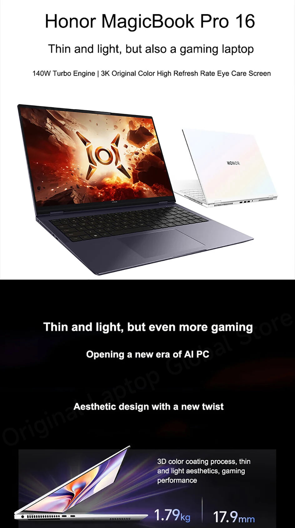 HONOR MagicBook Pro 16 HUNTER  16-inch 2024 Gaming Laptop Ultra5/Ultra7 24GB/32GB 1TB/2TB RTX4060 165Hz 3K Gaming Screen Laptop