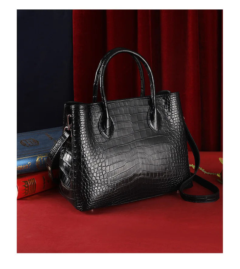 2023 New Designer Crocodile Leather Women Handbag Business Genuine Leather Lady Bag  Large Capacity Shoulder Crossbody Bag 40