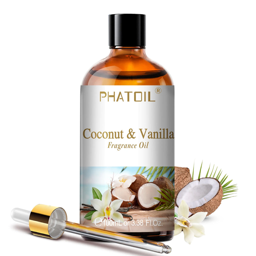 PHATOIL Fruit Fragrance Oils Coconut & Vanilla Lime Mango Strawberry Banana 100ml Aromatherapy Fragrance Oils For Diffuser