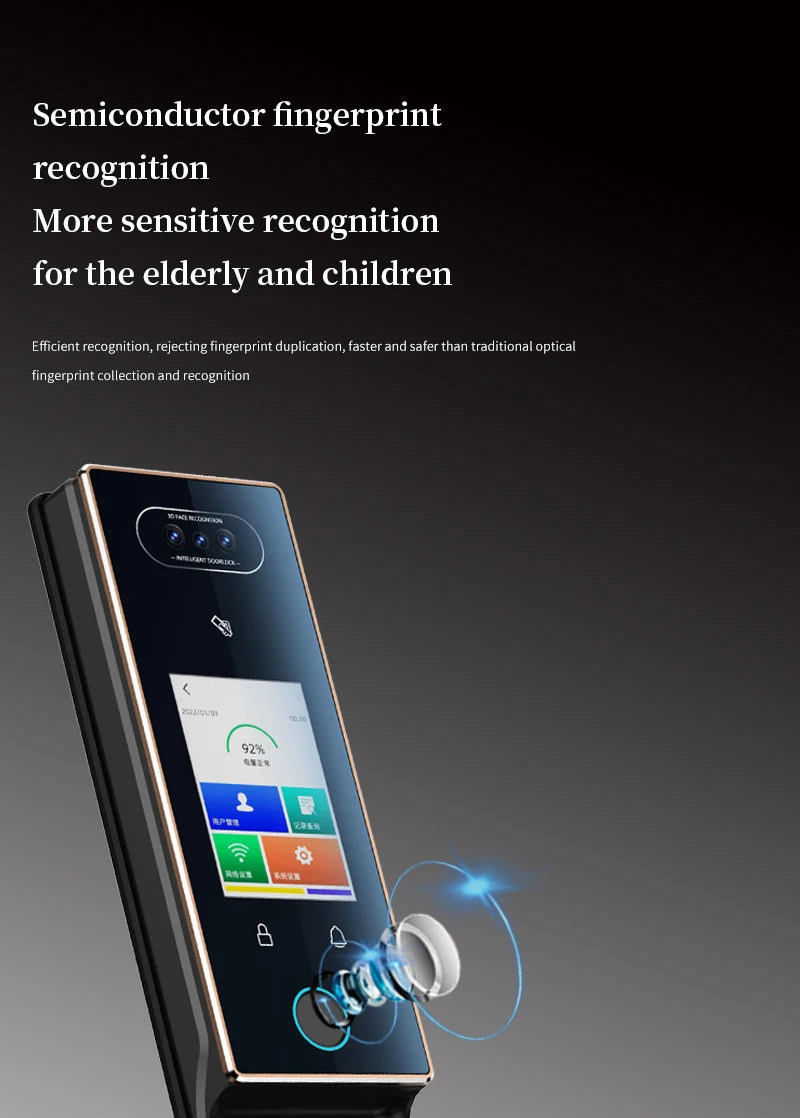 Cardoria Fully Automatic AI Dual Screen Camera Dual Electric Palm Vein Door Entry Intelligent Fingerprint Facial Lock Smart Lock
