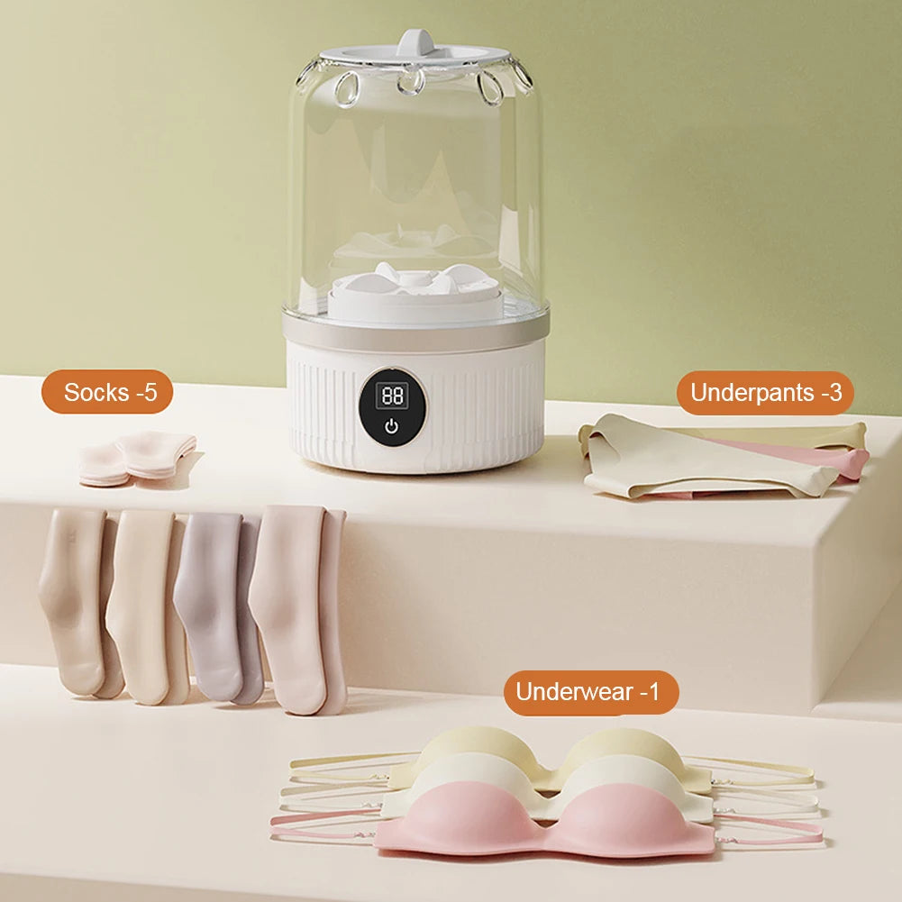 Tidesmit wireless portable mini washing machine for underwear and socks showing compact rechargeable design detail