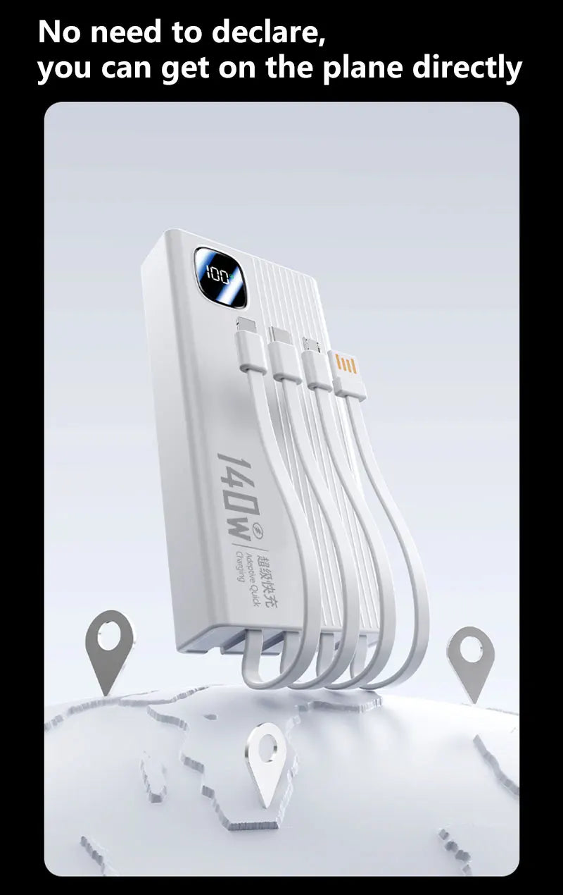 Portable Charger with 4-in-1 Cables - High Capacity Power Bank 50000mAh+ Tidesmit