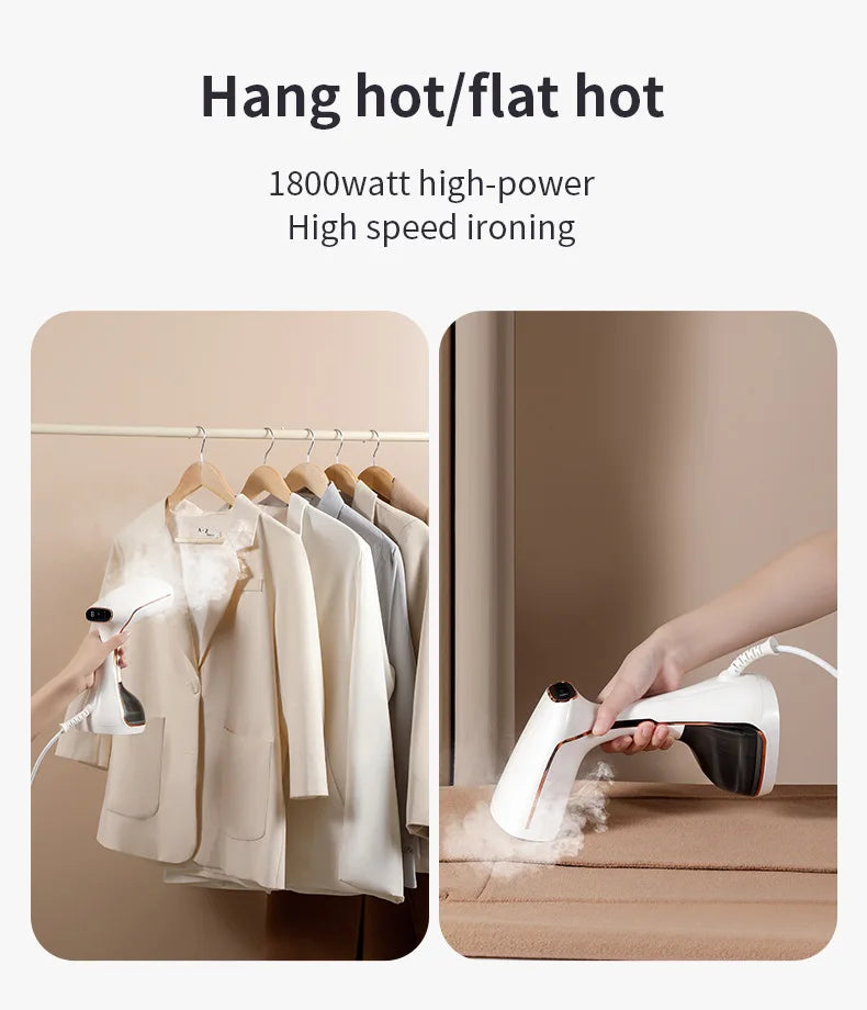 Tidesmit 1800W handheld garment steamer with touch screen, 320ml tank, and 15-second fast preheat for clothes.
