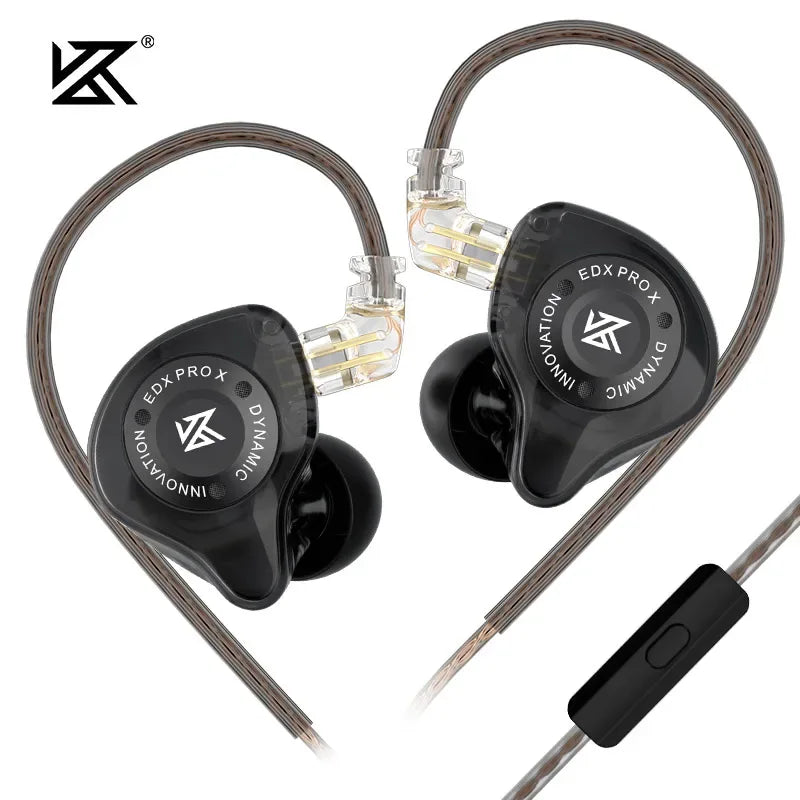 KZ EDX Pro X HiFi Wired In-Ear Monitors with Mic | Tidesmit Black MIC Tidesmit