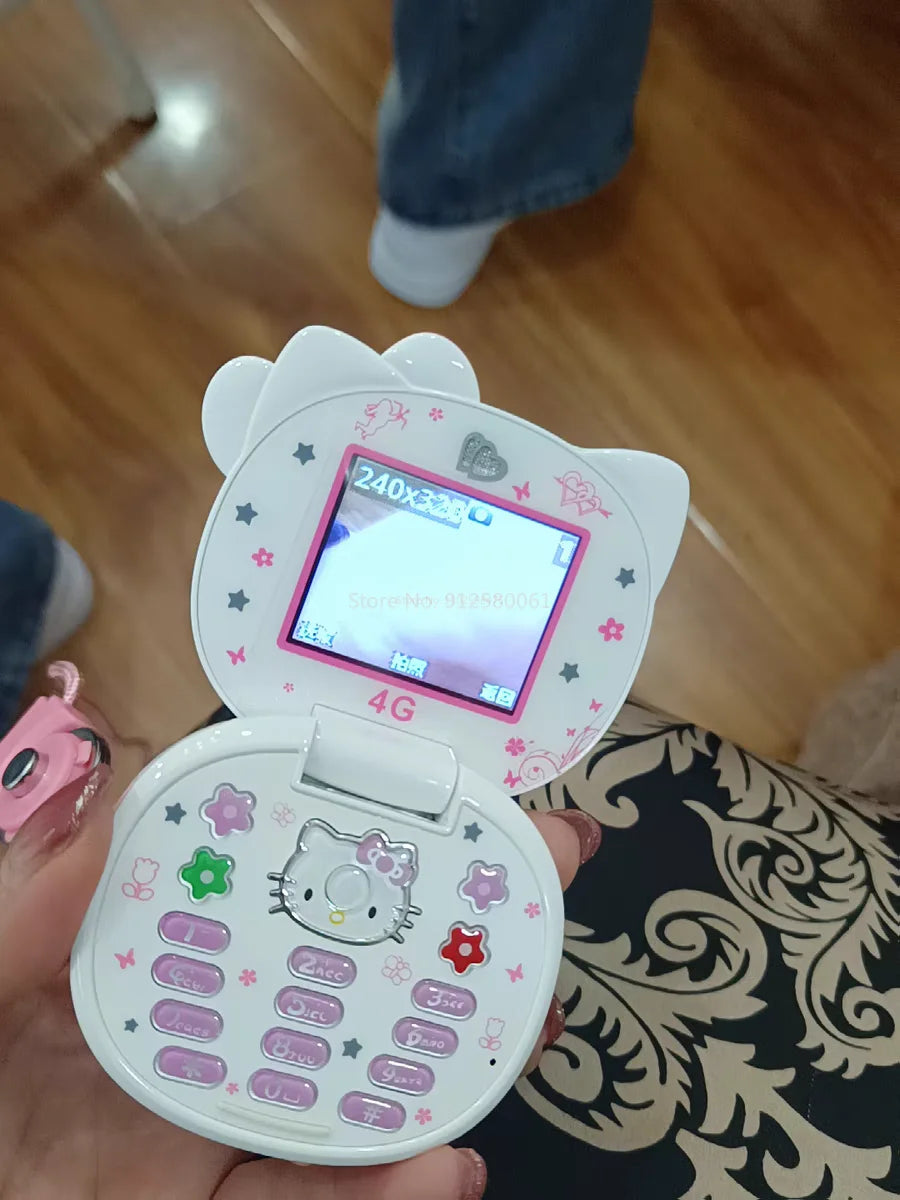 2024 Sanrio Hello Kitty Flip Phone Kawaii K688 Cartoon Taiml Cute Mini Phone Birthday Fashion Gift Toys Christmas For Anime Fans