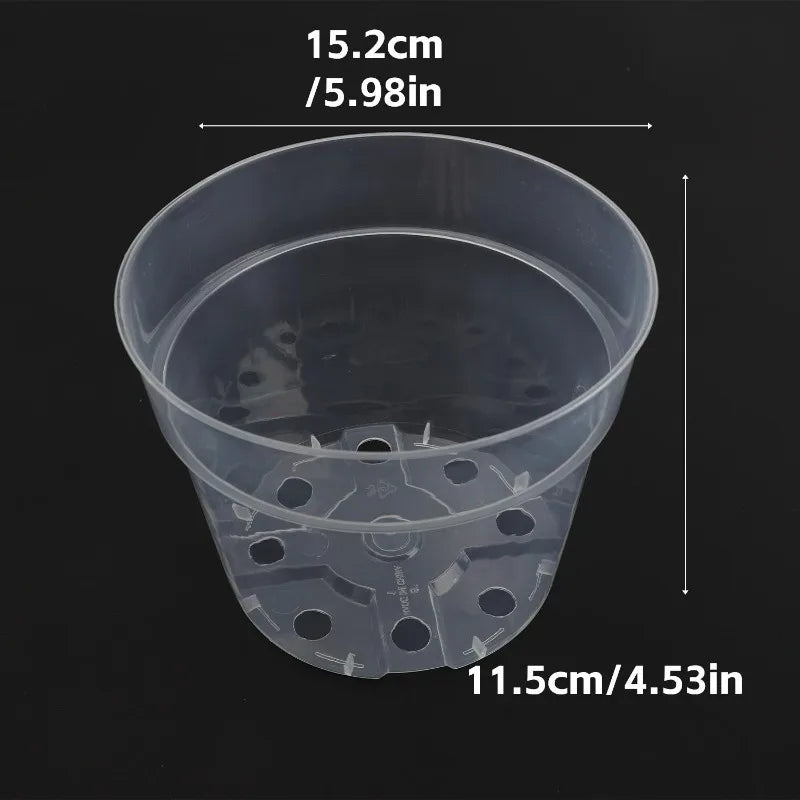 5/1x Clear Nursery Pots with Drainage Holes Indoor Outdoor Seed Starting Transparent Plastic Flower Pot Home Garden Supplies