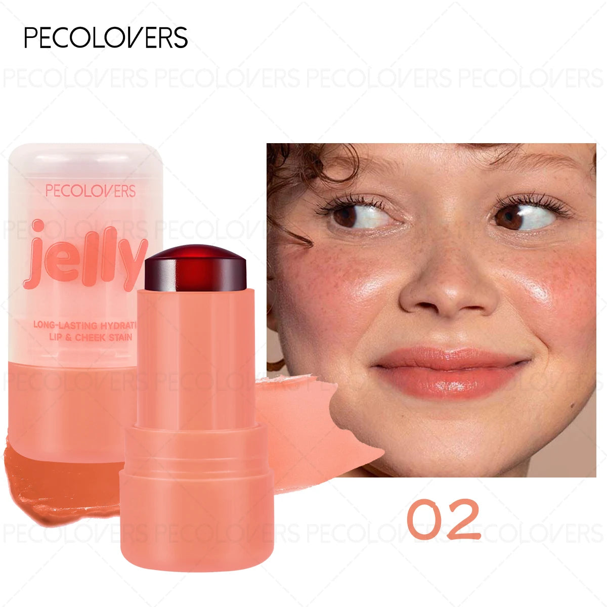 Tidesmit 3-in-1 waterproof blush stick texture close-up for radiant face makeup application on eyes and cheeks