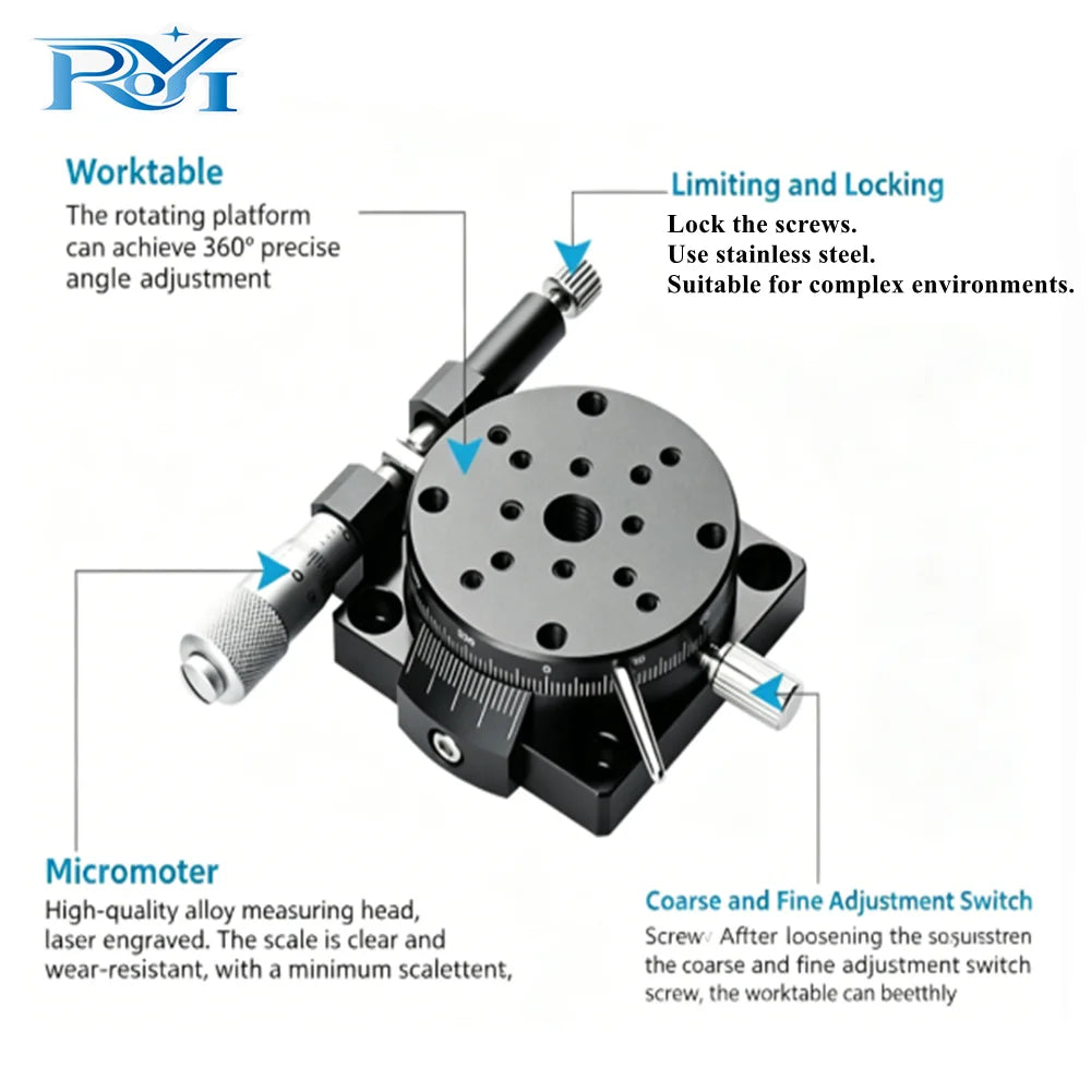 R Axis 40mm RSP40-L RSP40-R 360 Degree High Precision Manual Optical Rotary Platform Angle Adjustment Platform Micrometer Slide