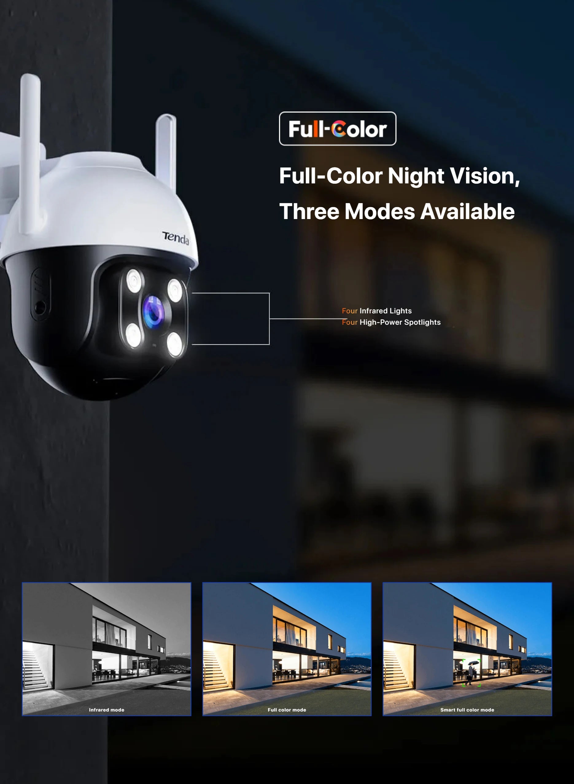 Tenda 4MP Outdoor Wi-Fi Pan/Tilt Camera CH7-WCA Full-Color 360° Visual Coverage Night Vision AI Motion Detection Smart Alarm