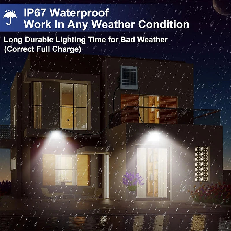 2X LED Solar Lights Outdoor Garden Reflector Buildings Sunlight, IP67 Waterproof Lamp Floodlights, Emergency Lighting Wall Light