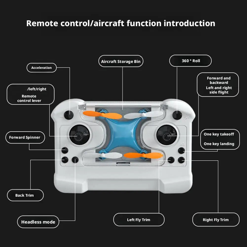 Mini Remote Control Drone - Blue Rechargeable Portable Quadcopter Tidesmit