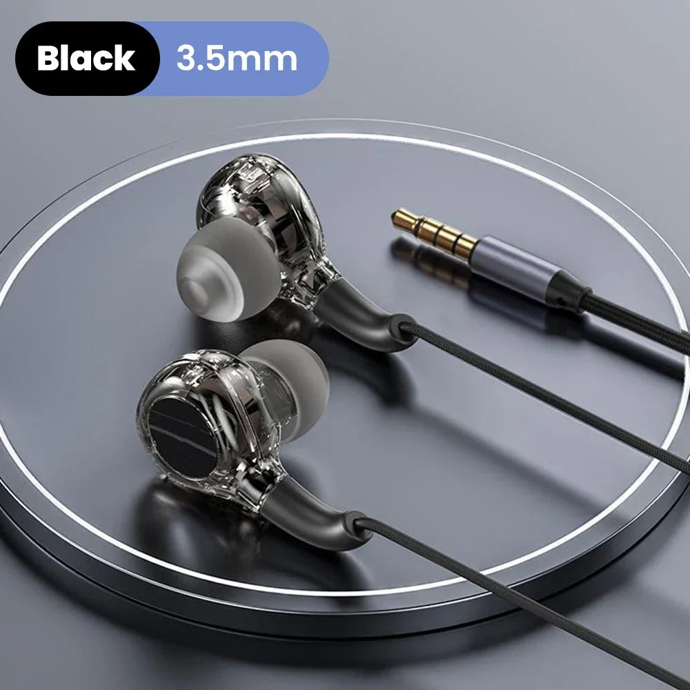 HiFi Wired Headphones with Microphone and Deep Bass by Tidesmit Black 3.5MM Tidesmit