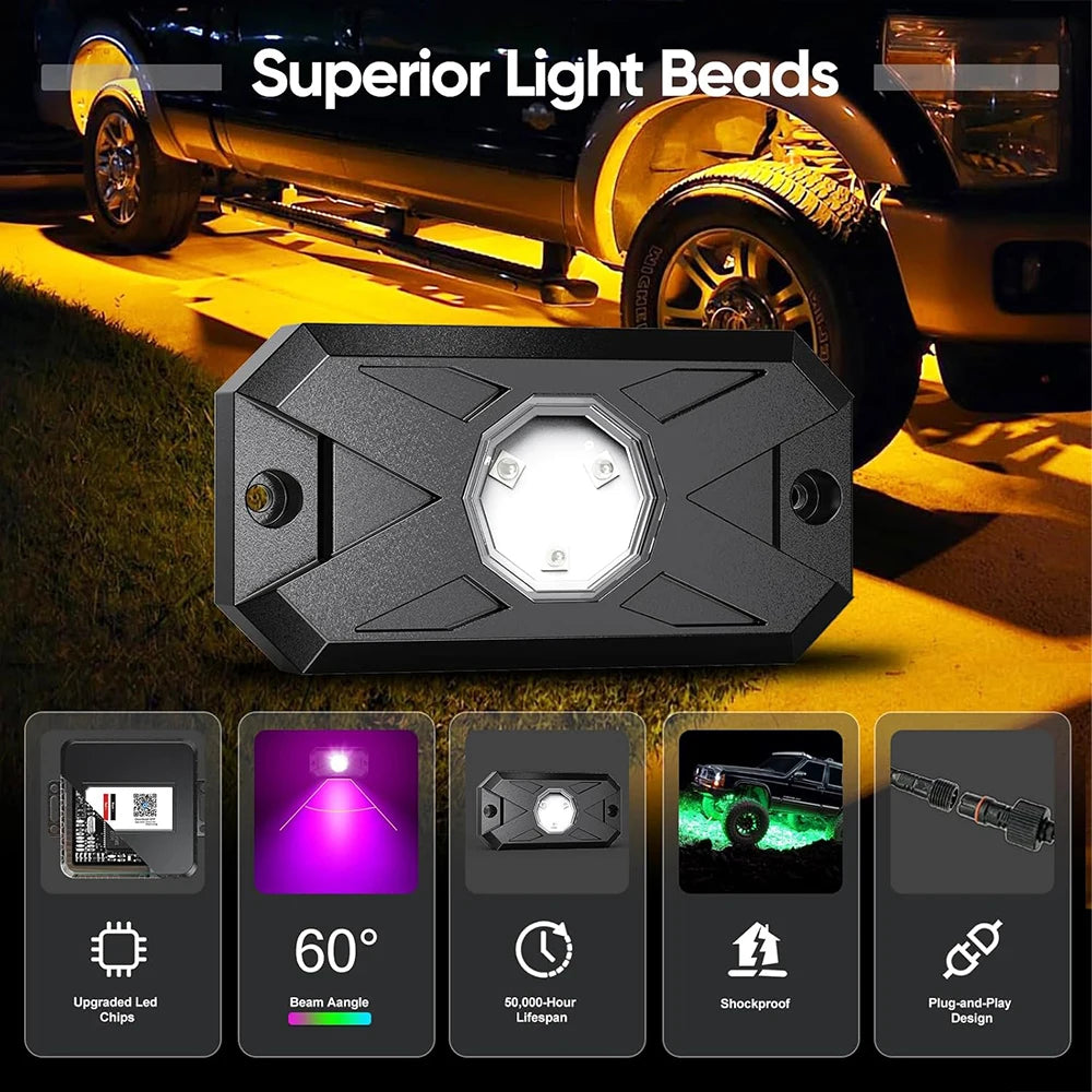 Underglow Rock Lights RGB LED Kit for Truck ATV UTV - Tidesmit Tidesmit