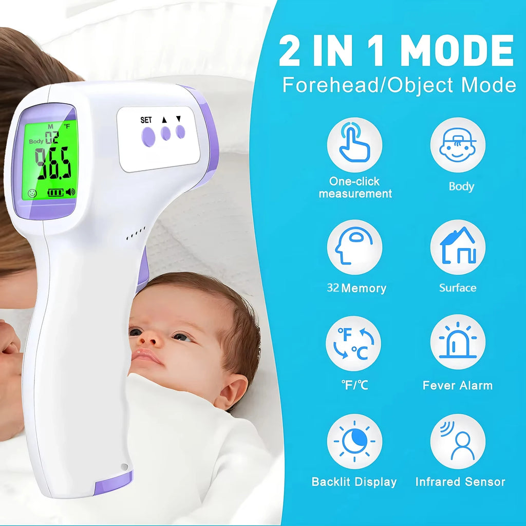 Wrist Blood Pressure Monitor LED English Voice Broadcast Tonometer BP Monitor Non Contact Infrared Medical Thermometer