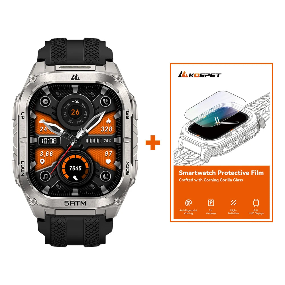 KOSPET TANK M4C Smartwatch for Men Tactical Outdoor Watch with Walkie-Talkie & GPS Military-Grade Durability 5ATM Waterproof