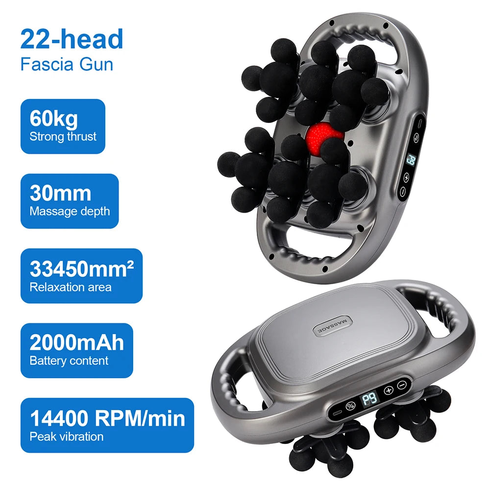 Deep Tissue Massage Gun with 99 Speed Settings and Heat Therapy Back Massage Instrument 32 head Tidesmit