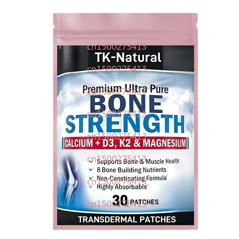 Tidesmit Bone Strength 30 Transdermal Patches with Calcium, Vitamin D3, K2, Magnesium, and Zinc for bone health support.