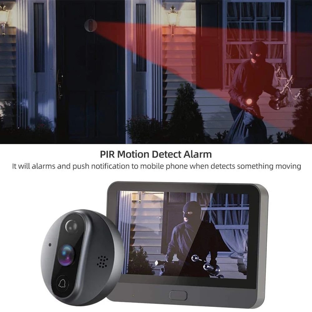 Yuezhe Tuya 3MP Peephole Smart WiFi Doorbell with Camera 4.3inch 1080P Eye 5000mAh PIR Motion Alarm Alexa Bell for Home