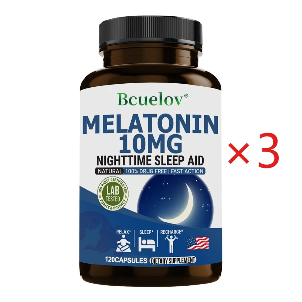Super Melatonin Capsules 10 Mg - Fall Asleep Naturally, Fight Insomnia, Boost Immunity, Improve Sleep Quality