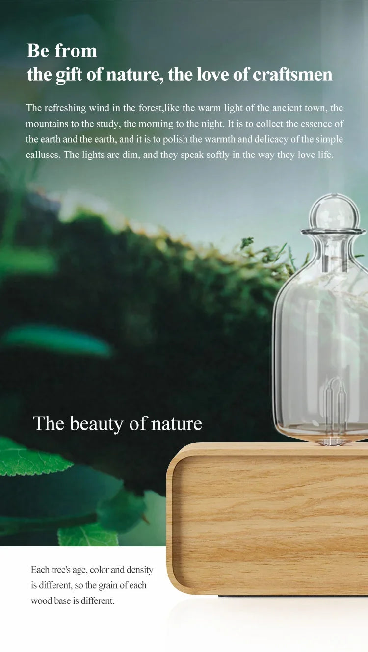 Aromatherapy Diffuser Professional Wood and Glass Essential Oil Diffuser Nebulizer Nebulizing 2600mAh Scent Machine Waterless