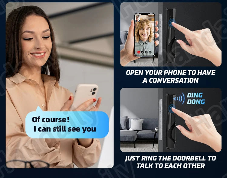 Waterproof Smart Door Lock with Camera Video Monitoring Intercom Palm Vein 3D Face Recognition Tuya Electric Door Lock