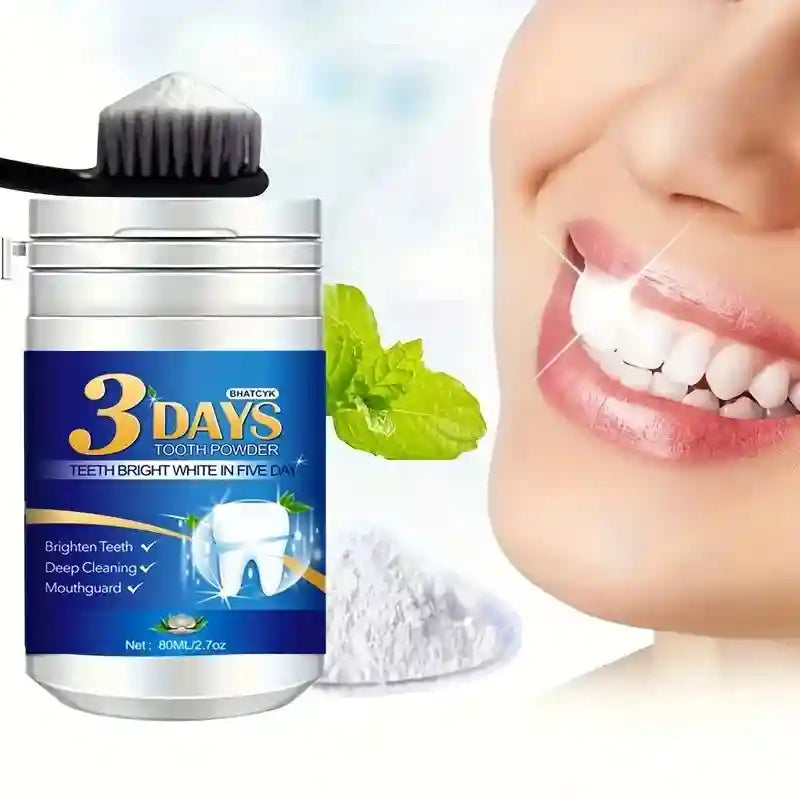 Tidesmit Teeth Whitening Powder for deep cleaning and removing coffee, tea, and smoke stains from enamel.