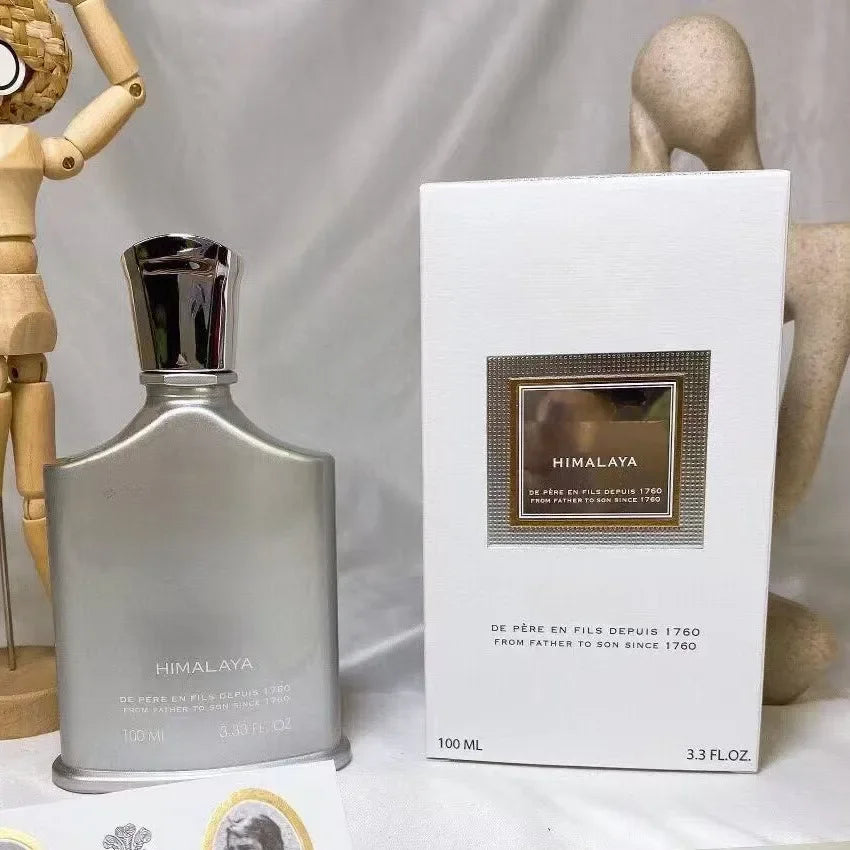 Creed Himalaya 100ml men's cologne, metallic silver bottle, long-lasting fruity floral fragrance, unisex EDP perfume.