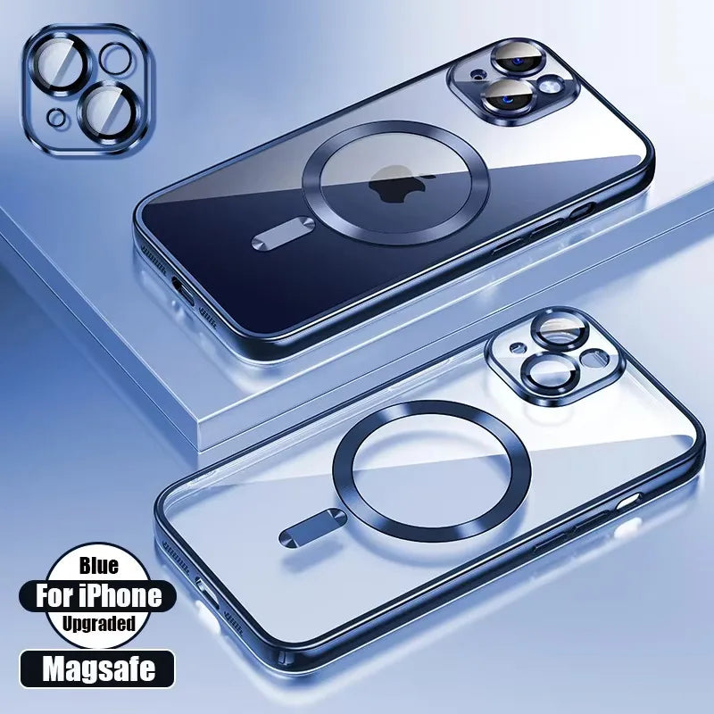 Magnetic iPhone 16 Case with Lens Protection - Slim Shock-Absorbing Cover Dark Blue Tidesmit