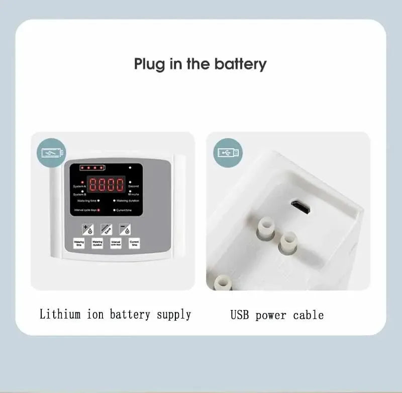 Garden Adjustable Valve Drip Irrigation Device Double Pump Controller Timer System Solar Energy Intelligent Automatic Watering