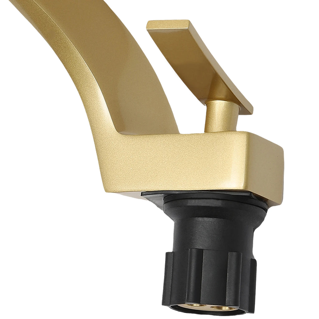 Gold Bathroom Waterfall Mixer Tap Modern Washbasin Faucet Copper Basin Tap Elegant Lift Off Type